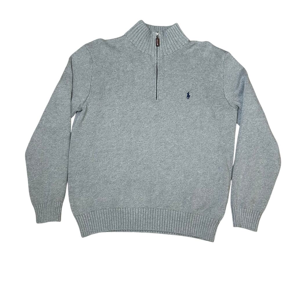 Polo Ralph Lauren mens gray 100% cotton long sleeve quarter zip sweater M